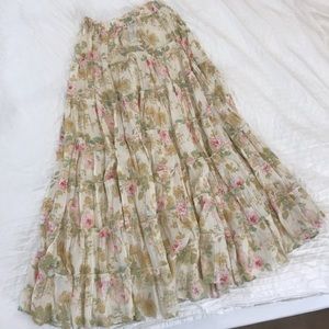 Denim & Supply Floral Tiered Maxi Skirt Small